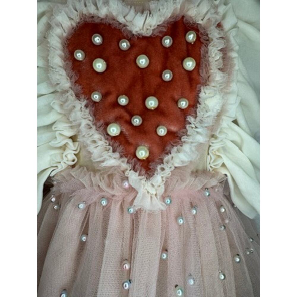 457. Handmade Pearl Heart Tulle Tutu Dress Size 9-12 Months - Picture 3 of 5